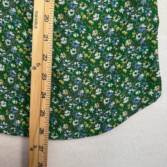 Pleione Ditsy Floral Long Sleeve Blouse Womens Size Xl Green V Neckline - Picture 6 of 7